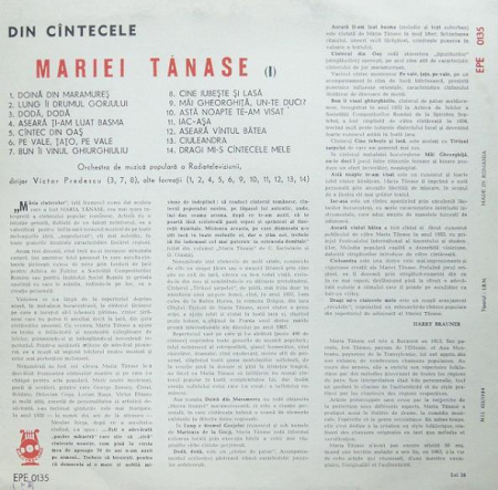 Maria Tănase - I, (Disc Vinil) [1]