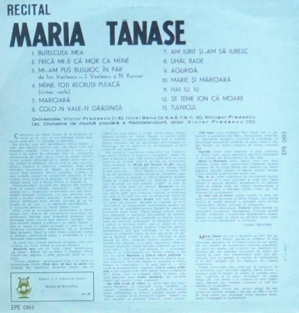 Maria Tănase - II, (Disc Vinil) [1]