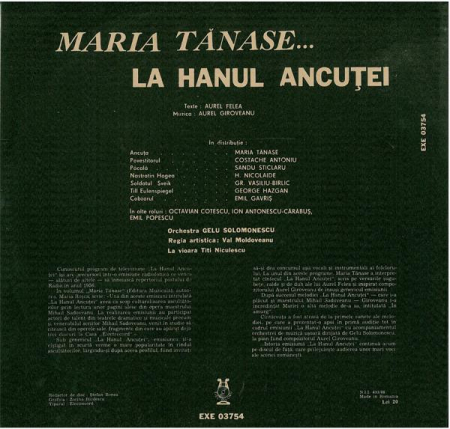 Maria Tănase - Maria Tănase La Hanul Ancuței, (Disc Vinil) [1]