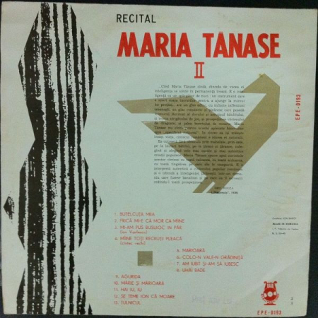 Maria Tănase - Recital Maria Tănase II, (Disc Vinil) [1]