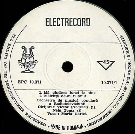 Discuri vinil - Maria Udrică – Mă Gîndesc Ionel La Tine (VINIL)