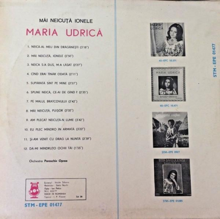 Maria Udrică - Măi Neicuță Ionele, (Disc Vinil) [1]