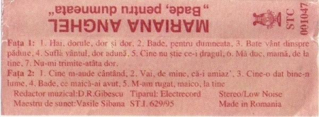 Mariana Anghel - Bade, Pentru Dumneata (Caseta Audio) [1]
