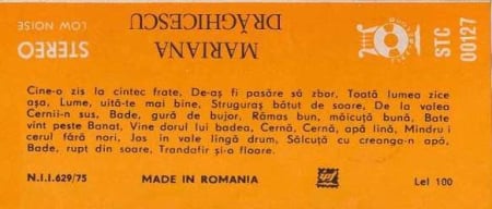 Mariana Drăghicescu - Mariana Drăghicescu, (Casetă Audio) [1]