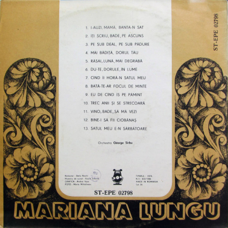 Mariana Lungu - I-auzi, Mamă, Banta-n Sat, (Disc Vinil) [1]