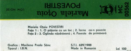 Mariela Oțoiu - Povestiri  (Caseta Audio) [1]