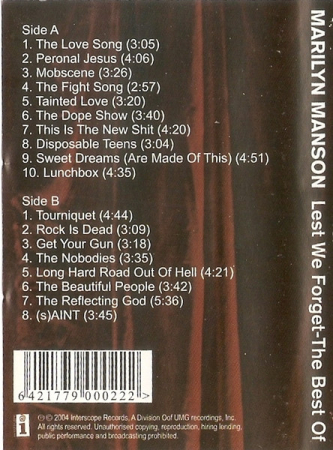 Marilyn Manson – Lest We Forget - The Best Of (CASETA) [1]