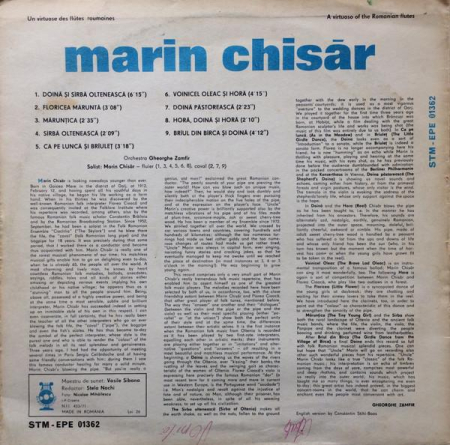 Marin Chisăr - Un Virtuose Des Flûtes Roumaines = A Virtuoso Of The Romanian Flutes (Disc Vinil) [1]