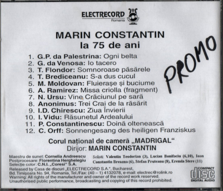 Marin Constantin - La 75 De Ani (CD) [1]