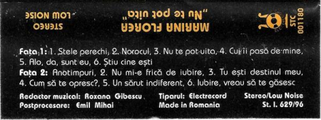 Marina Florea - Nu Te Pot Uita, (Casetă Audio) [1]