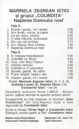 Marinela Zegrean Istici - Nașterea Domnului Nost', (Casetă Audio) [1]