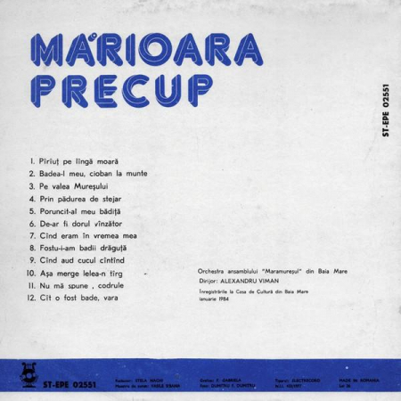 Marioara Precup - Pîrîuț Pe Lîngă Moară, (Disc Vinil) [1]