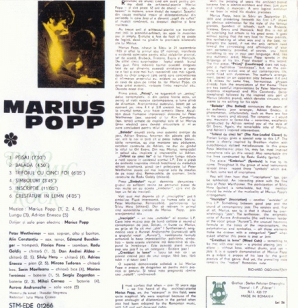 Marius Popp - Panoramic Jazz Rock, (Disc Vinil) [1]