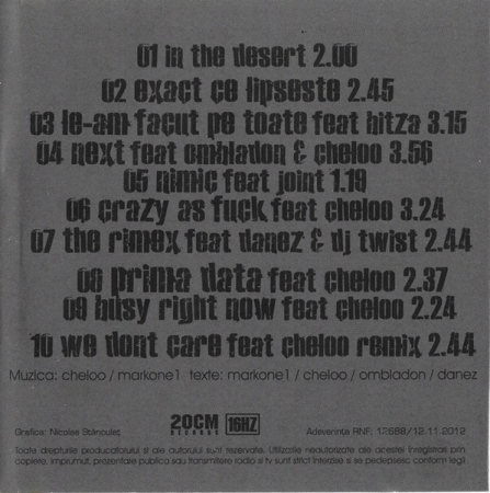 Markone1 - Exact Ce Lipsește , (CD) [1]