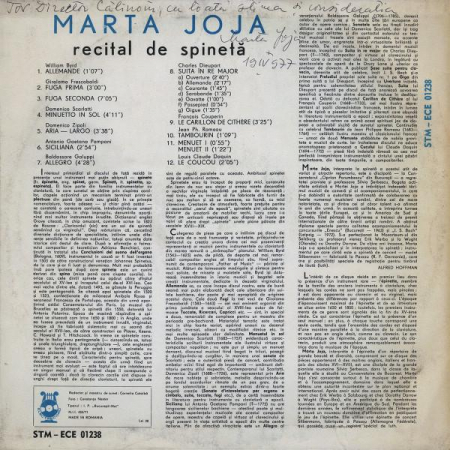 Marta Joja - Recital De Spinetă, (Disc Vinil) [1]