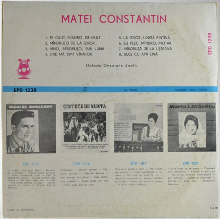 Matei Constantin - Te Caut, Mîndro, De Mult, (Disc Vinil) [1]