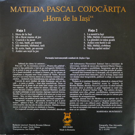 Matilda Pascal Cojocărița - Hora De La Iași, (Disc Vinil) [1]