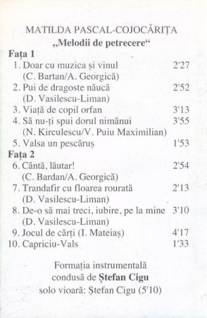 Matilda Pascal Cojocărița - Melodii De Petrecere , (Casetă Audio) [1]