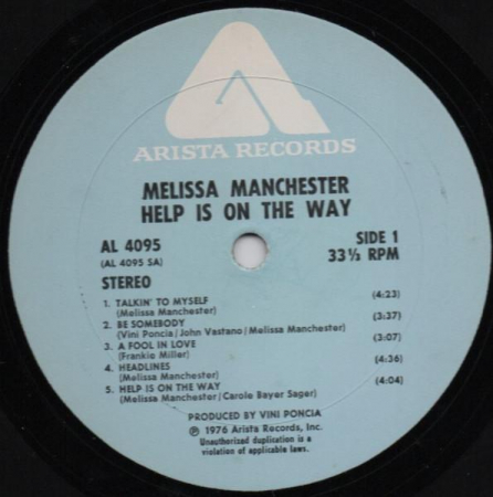 Melissa Manchester - Help Is On The Way, (Disc Vinil) [1]