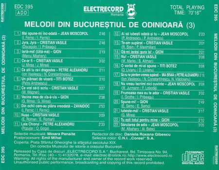 Melodii Din Bucureștiul De Odinioară 3, (CD) [1]