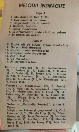 Melodii Îndrăgite, (Casetă Audio) [1]
