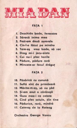 Mia Dan - Deschide Bade, Fereastra	 (Caseta Audio) [1]