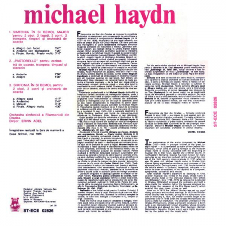 Michael Haydn - Symphonies In B / Pastorello, (Disc Vinil) [1]