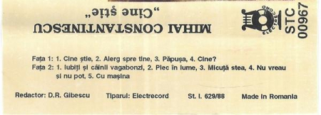 Mihai Constantinescu - Cine Știe (Caseta Audio) [1]