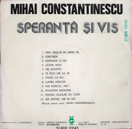 Mihai Constantinescu - Speranță Și Vis, (Disc Vinil) [1]