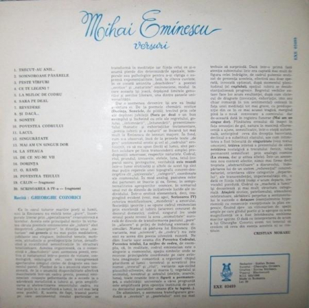 Mihai Eminescu - Versuri, (Disc Vinil) [1]