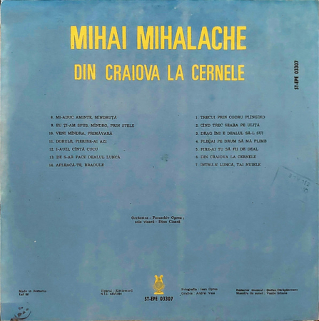 Mihai Mihalache - Din Craiova La Cernele, (Disc Vinil) [1]