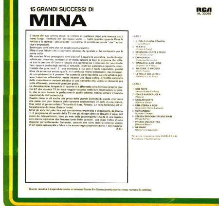 Mina - 15 Grandi Successi Di Mina (Disc Vinil) [1]
