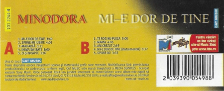 Minodora - Mi-e Dor de Tine , (Casetă Audio) [1]