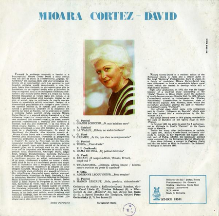 Mioara Cortez-David - Operatic Arias (Arii Din Opere), (Disc Vinil) [1]