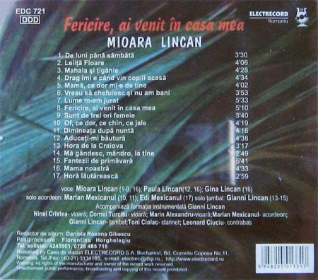 Mioara Lincan - Fericire, Ai Venit În Casa Mea, (CD) [1]