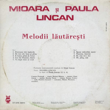 Mioara Lincan - Melodii Lăutărești, (Disc Vinil) [1]