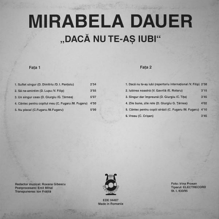 Mirabela Dauer - Dacă Nu Te-aș Iubi, (Disc Vinil) [1]