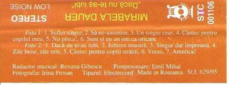 Mirabela Dauer - Dacă Nu Te-aș Iubi, (Casetă Audio) [1]