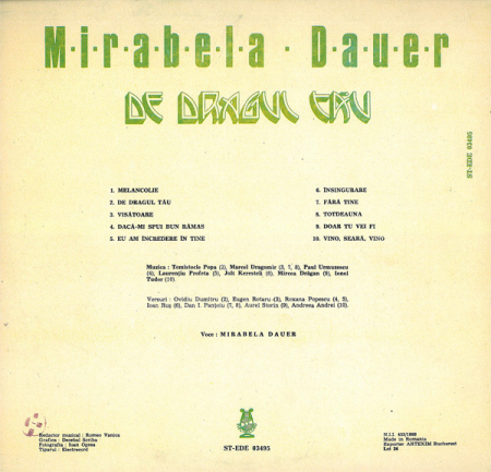 Mirabela Dauer - De Dragul Tău, (Disc Vinil) [1]