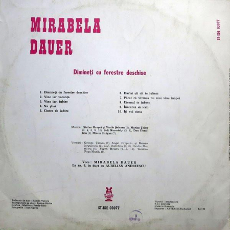 Mirabela Dauer - Dimineți Cu Ferestre Deschise, (Disc Vinil) [1]