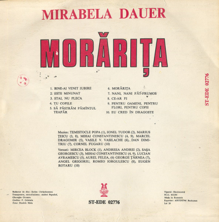 Mirabela Dauer - Morărița, (Disc Vinil) [1]