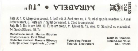 Mirabela Dauer - „Tu”, (Casetă Audio) [1]