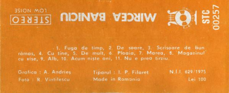 Mircea Baniciu - Ploaia, (Casetă Audio) [1]