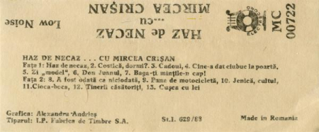 Mircea Crișan - Haz De Necaz, (Casetă Audio) [1]