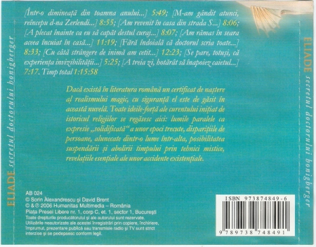 Mircea Eliade Lectura Ion Caramitru – Secretul Doctorului Honigberger (CD) [1]