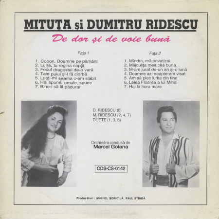Mituța* Și Dumitru Ridescu – De Dor Și De Voie Buna (VINIL) [1]