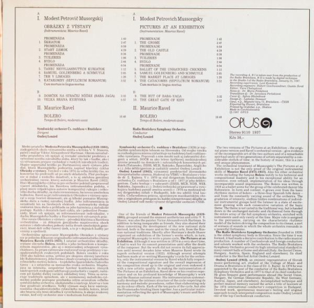 Modest Mussorgsky - Pictures At An Exhibition / Bolero (Disc Vinil) [1]