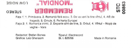 Mondial - Remember Mondial , (Casetă Audio) [1]