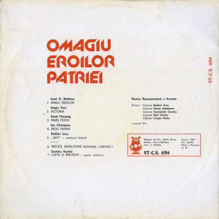 Muzica Reprezentativă A Armatei* – Omagiu Eroilor Patriei(VINIL) [1]