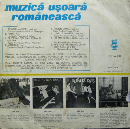 Muzică Ușoară Românească, (Disc Vinil) [1]